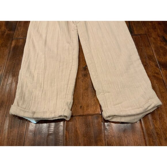 Free People Tan Relaxed Linen Belted Pants, Size S - Picture 3 of 7